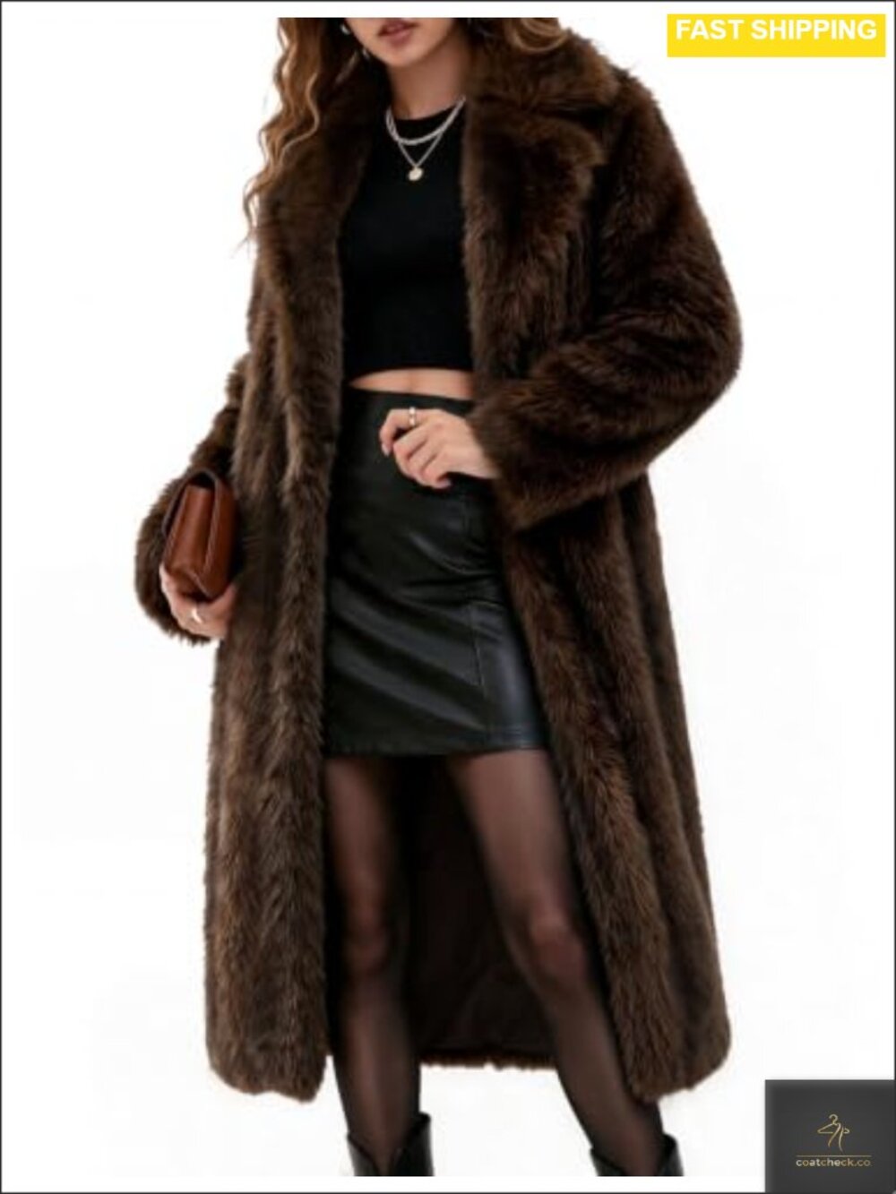 Women's Long Faux Fur Coat Fluffy Shaggy Warm Winter Jacket